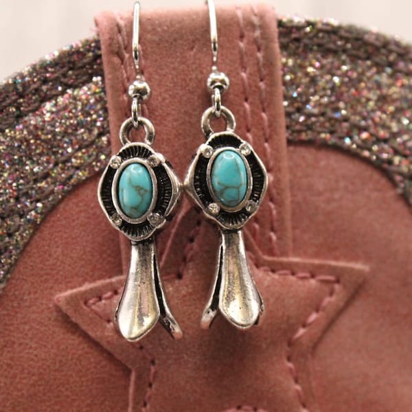 Squash Blossom Earrings; Blue and Silver Squash Blossom Earrings; Southwestern Squash Blossom Earrings