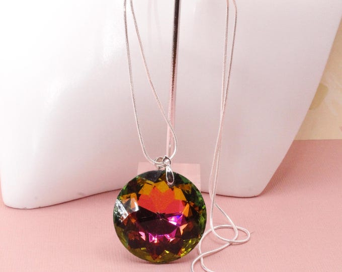 Large Round Colorful Crystal Pendant