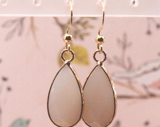 Teardrop Stone Earrings; Amazonite Teardrop Earrings; Natural Pink Aventurine Teardrop Earrings