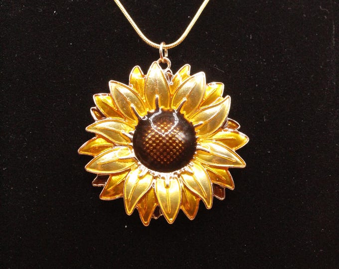 Golden Sunflower Pendant with chain