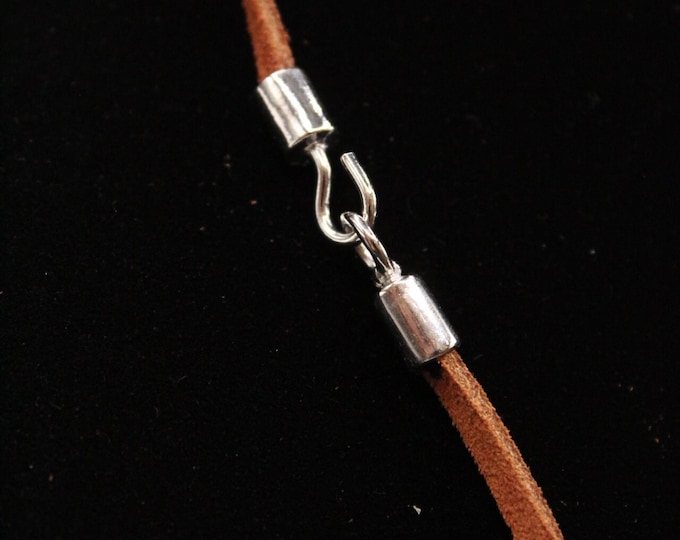 Leather Cord with Hook Clasp with Silver Bail