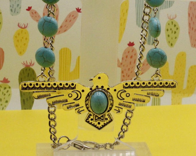 Turquoise Thunderbird Phoenix Pendant Necklace; Western Thunderbird Necklace; Thunderbird Pendant Necklace; Thunderbird Necklace