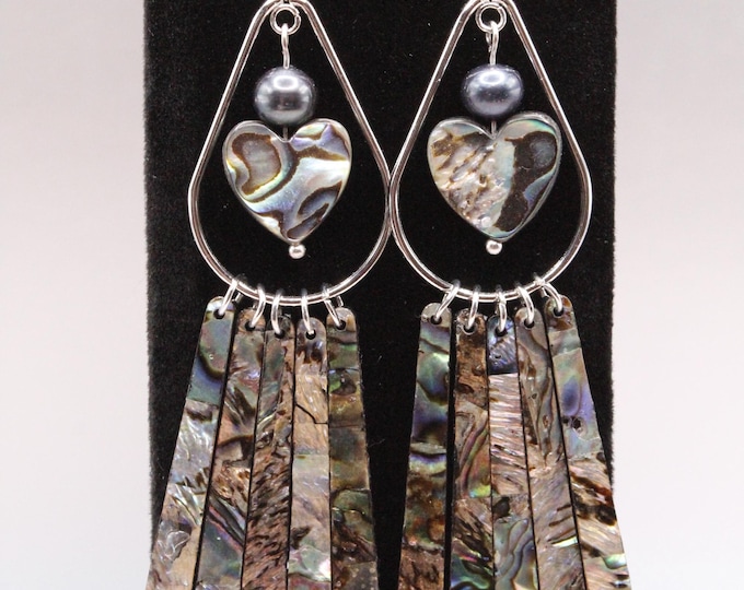Abalone Earrings; Abalone Teardrop Earrings; Abalone Heart Earrings; Beach Earrings; Summer Earrings