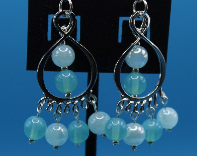 Lt. Aqua Chandelier Earrings; Sea Green Chandelier Earrings