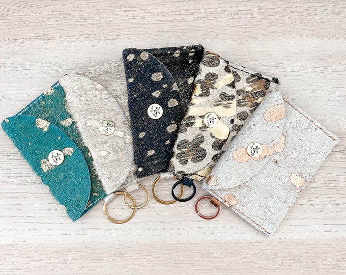 Acid Wash Cowhide Card Holder