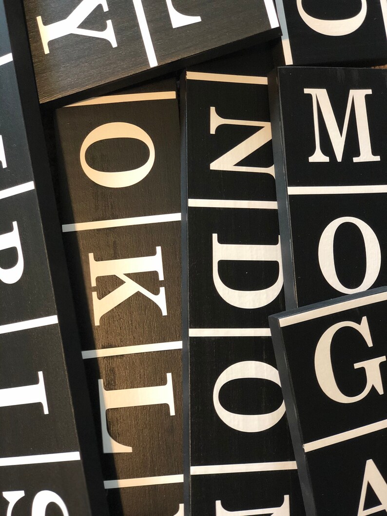 Personalized Wooden Scrabble Family Name Tiles Wall Decor Etsy