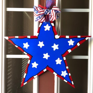 Summer Door Hanger, Star Door Hanger, Fourth of July Door Hanger, Red White and Blue Door Hanger, USA Door hanger