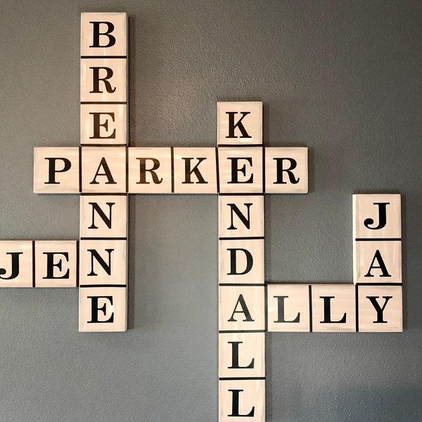 Personalized Wooden Scrabble Family Name Tiles Wall Decor (Connected or Single Tiles) 3.5x3.5 inches