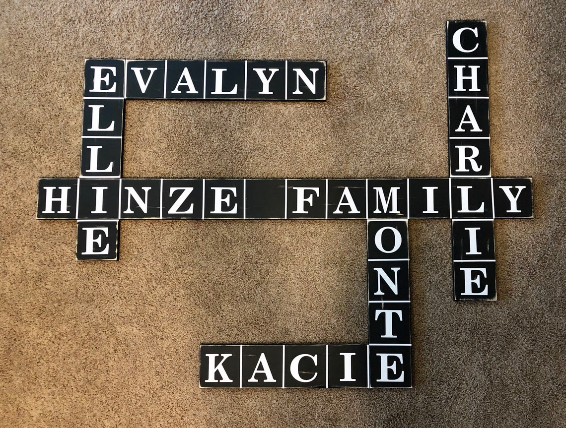 Personalized Wooden Scrabble Family Name Tiles Wall Decor Etsy