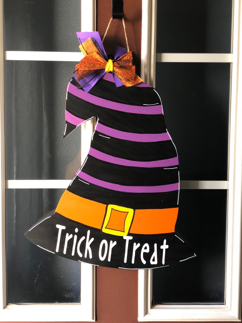 Witch Hat Door Hanger Halloween Door Hanger Halloween Decor Etsy