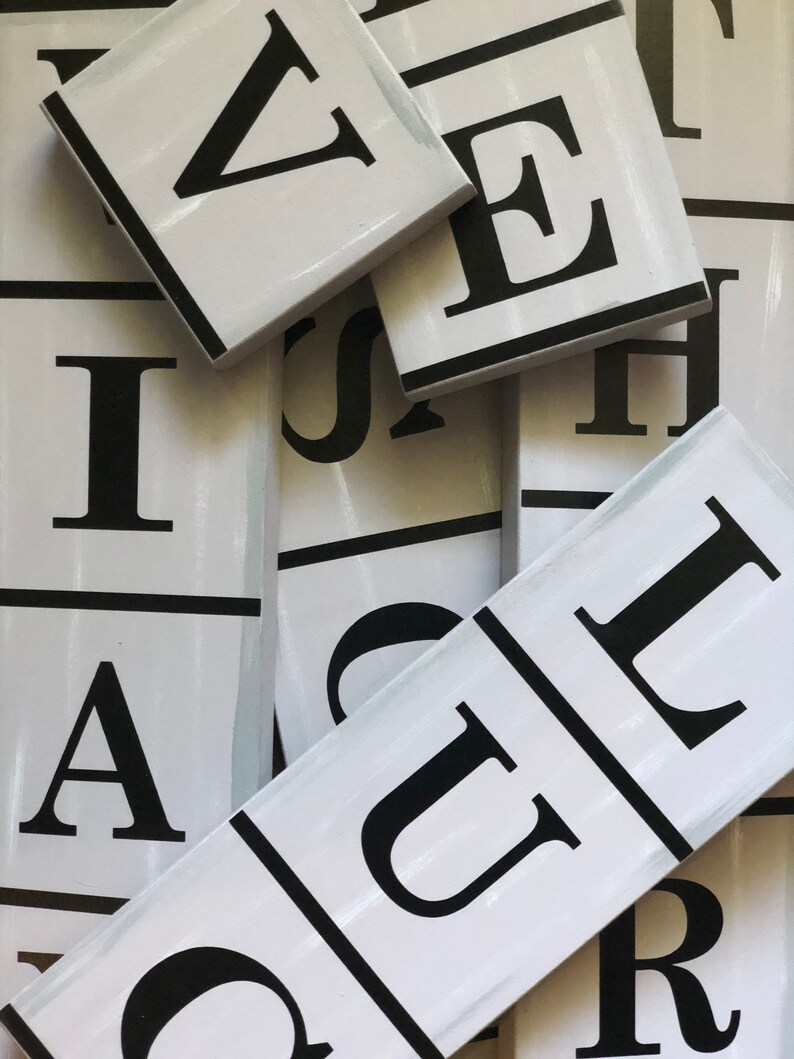 Personalized Wooden Scrabble Family Name Tiles Wall Decor Etsy