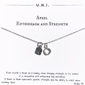 April Birthday Necklace • Sterling Silver • For Her • Mom • Daughter • Girlfriend • Friend • Dainty Jewelry • Rock Crystal Birthstone •Charm