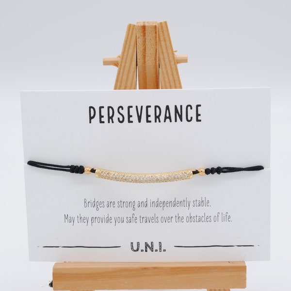Perseverance Bracelet • Jewelry for Women • Gold • Gift for Her, Wife, Friend, Sister, Mom, Aunt • Inspirational • Positive Quote Card