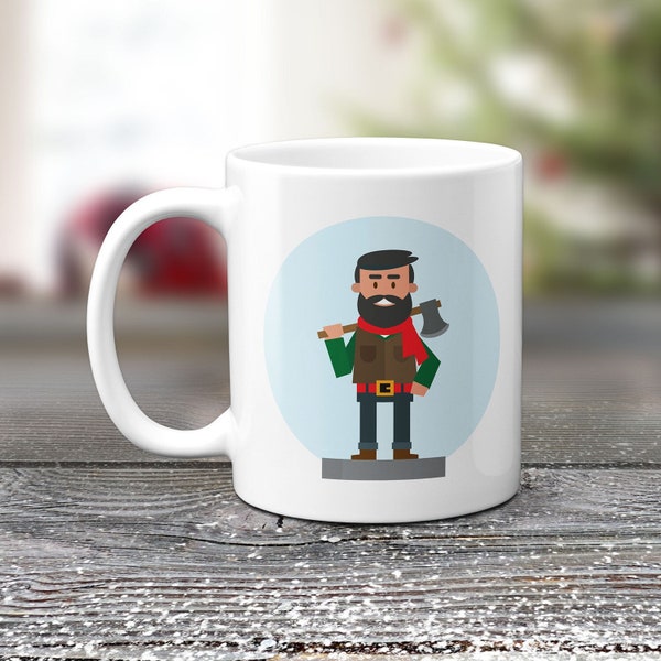 Lumberjack Mug | Woodsman Christmas Mug, Winter Mug, Hipster Gifts, Gift For Boyfriend, Mountain Man, Gift For Guys, Gift For Husband. 2094