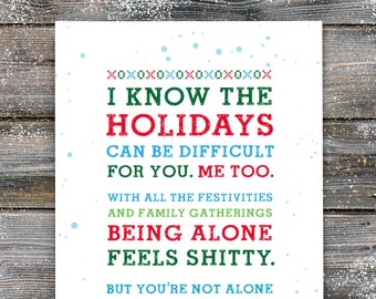 CHRISTMAS Empathy Card for Friend, Encouraging Christmas Card, Christmas Sympathy, Shitty Christmas, Encouragement Card, Friendship. C404