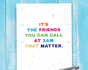 3 Am Friends | Card For Best Friend, Encouragement Card, Thinking Of You, Card For Girlfriend, Encouraging Words For Hard Times. E111