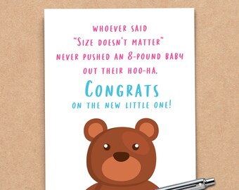 Size Doesn’t Matter | Funny Baby Card, New Baby Card, Card for New Parents, Congrats, Funny Greeting Card, Snarky Card for New Mom. C104