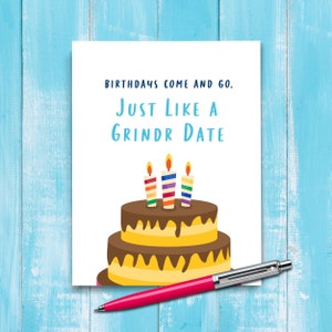 Grindr Date Gay Birthday Card, Inappropriate Card For Him, Funny Birthday Card, Gay Friend, Adult Humor For Boyfriend, Gay Brother. B210 image 2