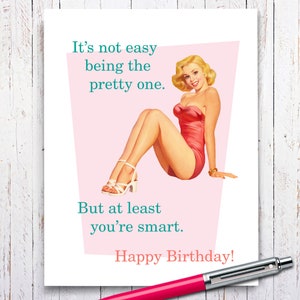 Retro Birthday Card, Funny Birthday Card, Pin Up, Sarcastic Card For Her, Card For Sister, Card For Best Friend, Humorous Greeting. R106 image 5