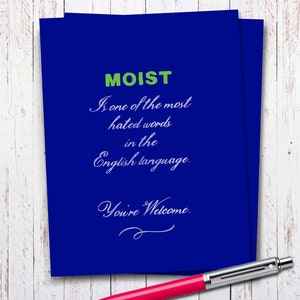 The Word Moist Funny Thinking Of You Card, Just Because Card, Hilarious Greeting Card for Funny Friend, Snarky Card, Humor. F206 image 3