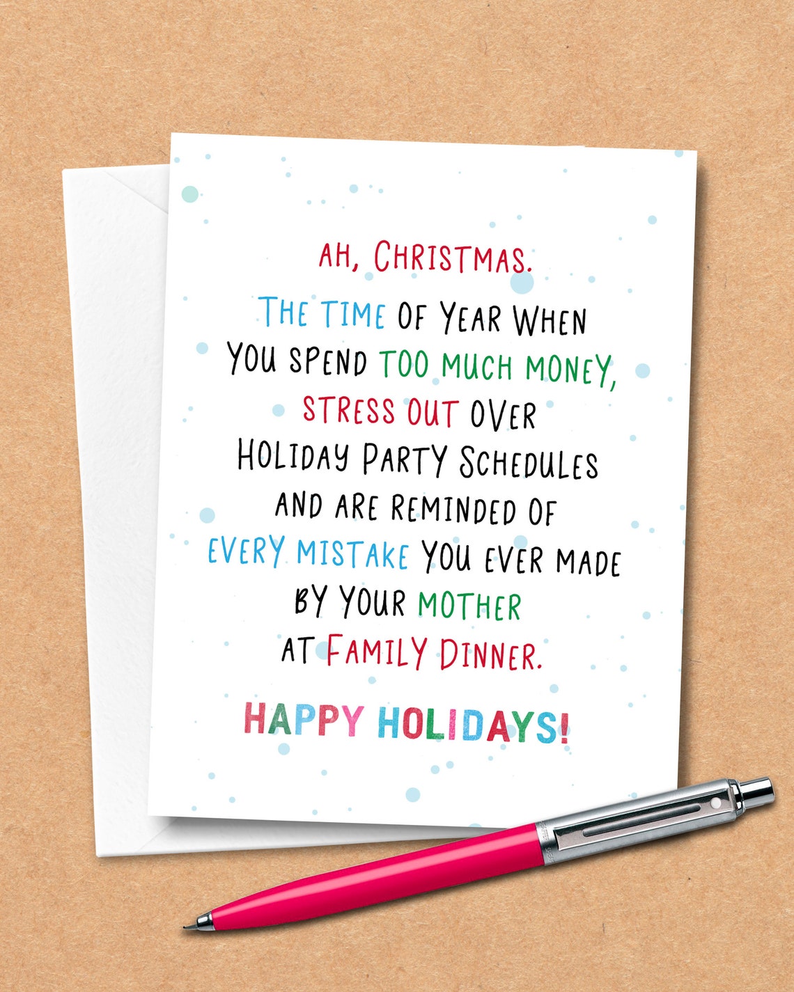 Funny Christmas Card Sarcastic Happy Holidays Card Stressed - Etsy
