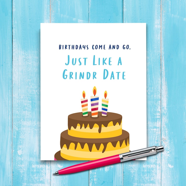 Grindr Date Gay Birthday Card, Inappropriate Card For Him, Funny Birthday Card, Gay Friend, Adult Humor For Boyfriend, Gay Brother. B210 image 2