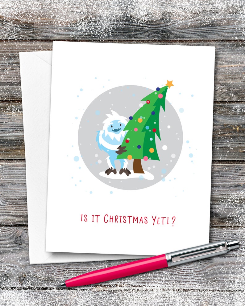 Yeti Christmas Card Abominable Snowman Holiday Card Funny Etsy