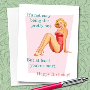 Retro Birthday Card, Funny Birthday Card, Pin Up, Sarcastic Card For Her, Card For Sister, Card For Best Friend, Humorous Greeting. R106 image 2