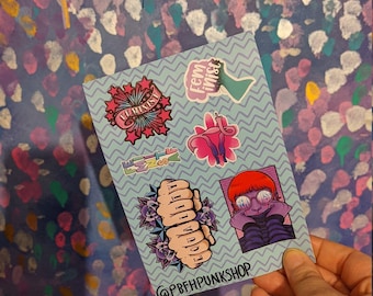 Set of six feminist stickers, perfect gift for feminists, and stickers to empower all genders