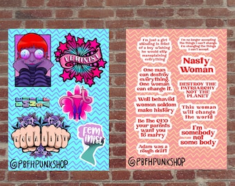Clearance Feminist stickers sheets  16 feminist stickers