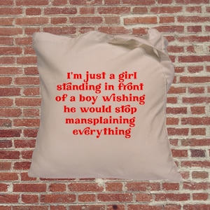 feminist tote bag, Mansplaining tote bag, feminist, retro font