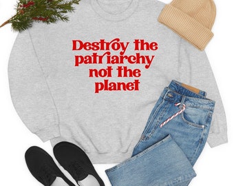 Feminist sweatshirt. Save the planet. Female empowerment. Retro font slogan - Ships from the US