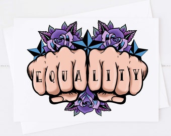 Feminist knuckle tattoo printable A5 wall art print - print at home