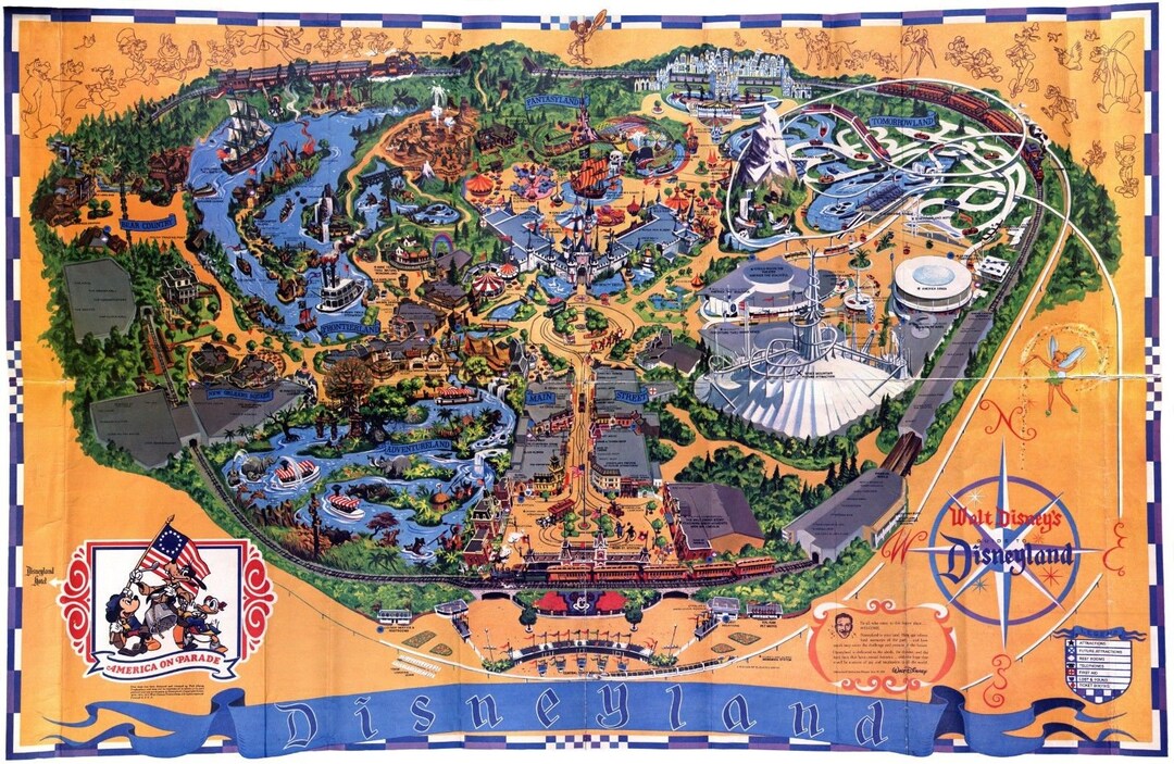 1976年ディズニーランドマップ複製ポスター 24x36インチ - Etsy 日本