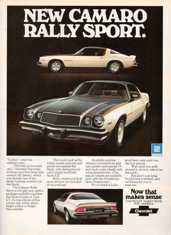 1976 Camaro Rally Sport Ad Poster 24x36 Inches Etsy