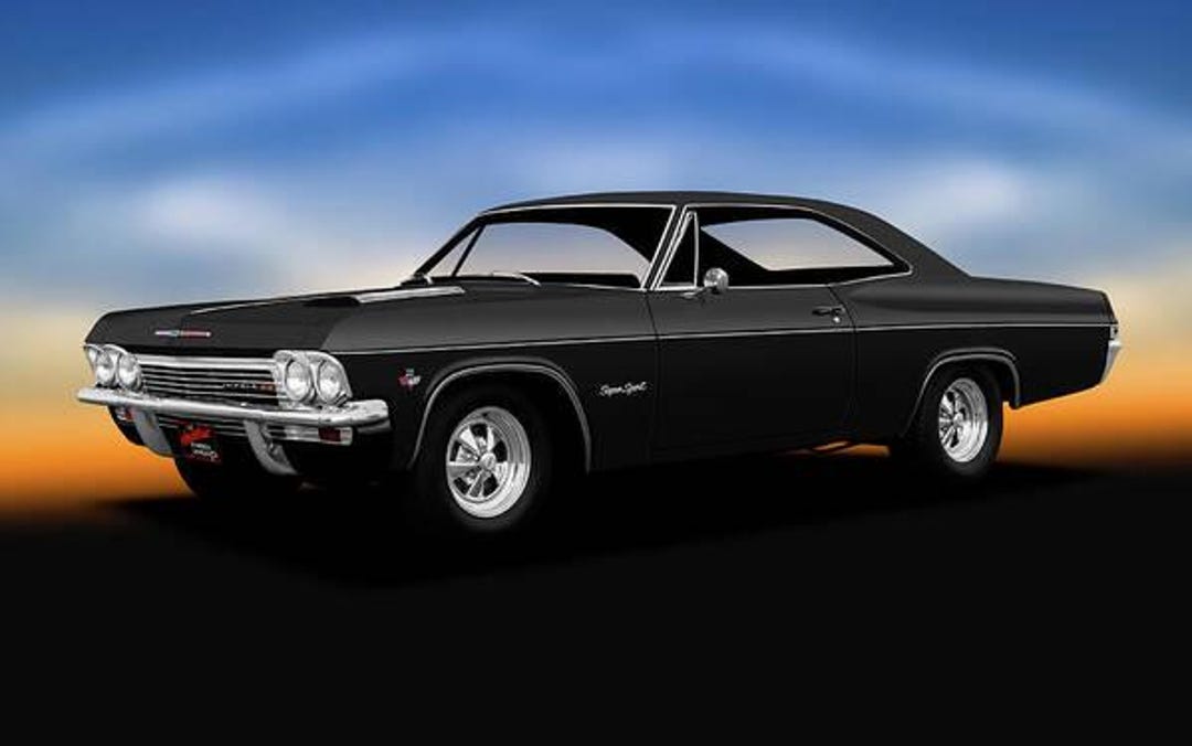 1965 Black Chevy Impala SS Profile Poster 24x36 Inches | Classic