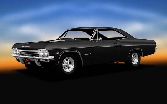 1965 Black Chevy Impala SS Profile Poster 24x36 Inches | Classic