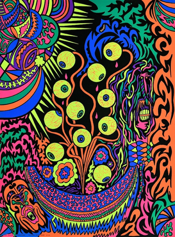 Vintage 1970 NOS Psychedelic POSTER 24X24 Inches | Man Cave, Dorm