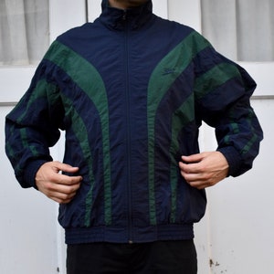 90sビンテージ 米国限定 SPEEDO スピード ウィンドブレイカージャケット Vintage 90's Speedo® Blue and White Zip-up Windbreaker