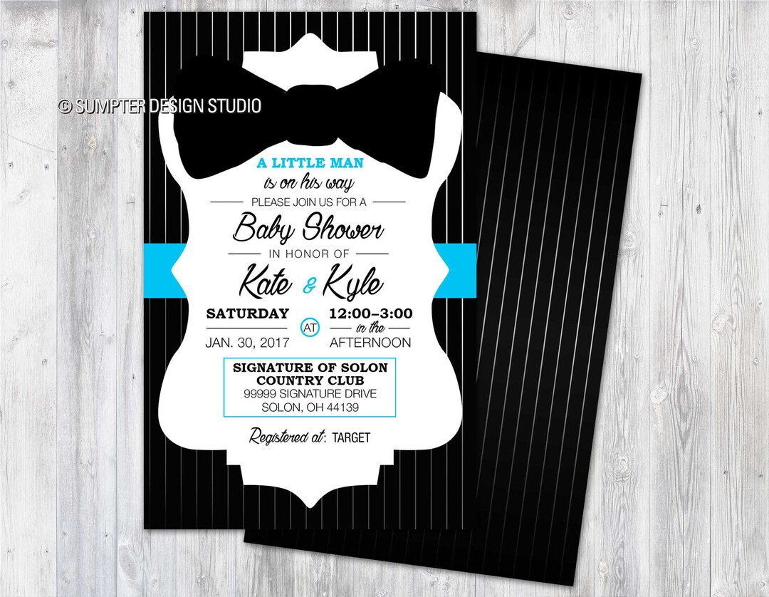 Bow Tie Baby Shower Invitation - Printable Download - Print as Many as