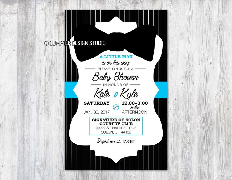 Bow Tie Baby Shower Invitation Printable Download Print as - Etsy