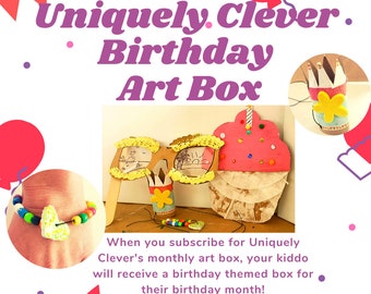 Kids subscription craft box, art kit, kids gift box, art box, birthday, kid activities