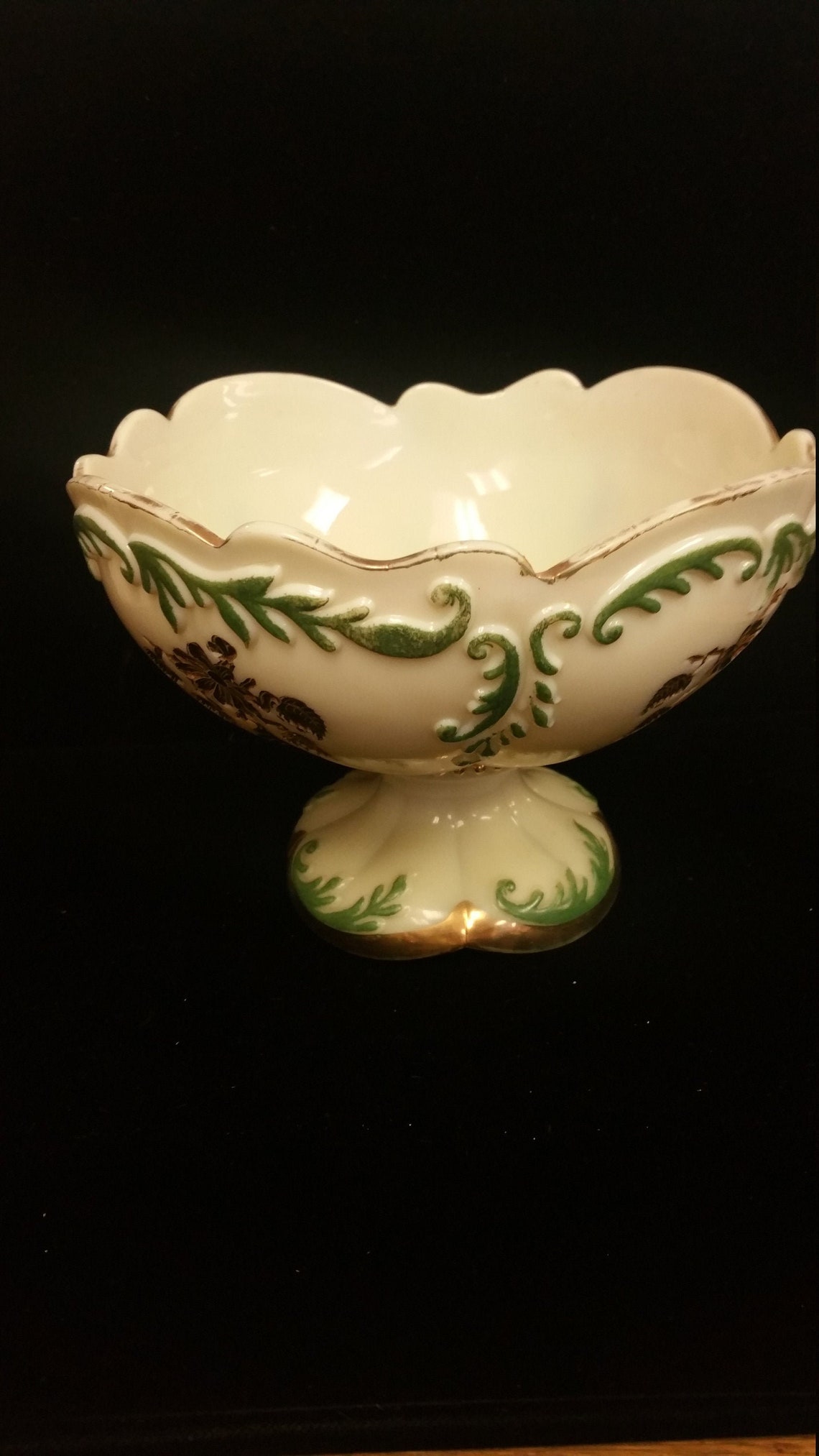 Northwood Custard Footed Glass Bowl with 4 Footed Berry Bowls Etsy