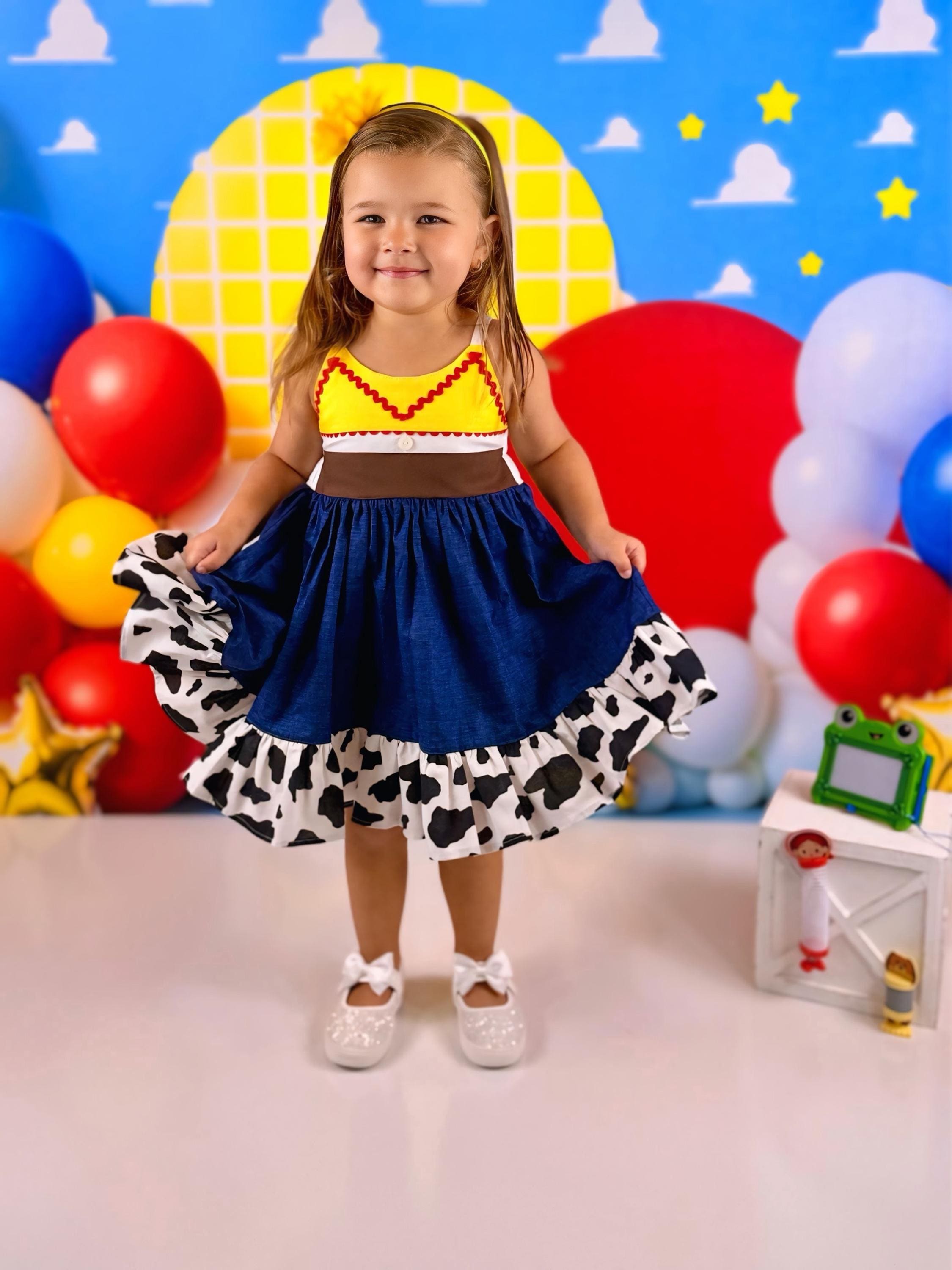 Girls Jessie Dress, Character Birthday Outfit, Cowgirl Dress for Girls, 1st Birthday Dress, Cow Print Dress, Vacation Dresses for Girls