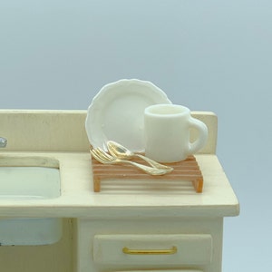 Dollhouse Wooden Dish Drain Handmade 1/12 Scale