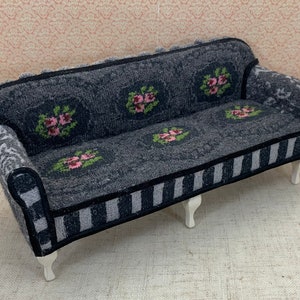 Dollhouse Miniature Flowered Sofa Couch 1/12 Scale Dollhouse Furniture Artisan Handmade OOAK