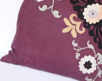 Housse De Coussin Suzani Lakai – Broderie Main Traditionnelle, 50x45cm, Azerbaïdjan