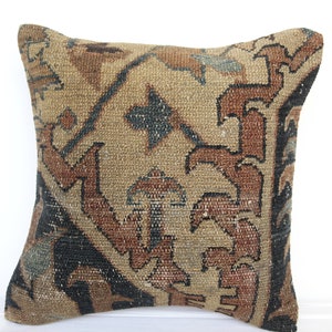 16X16 rug pillow,Turkish carpet pillow cover,vintage cushion,throw pillow cover,wool pillow,handmade cushion,oushakrug pillow, pillow shams image 2