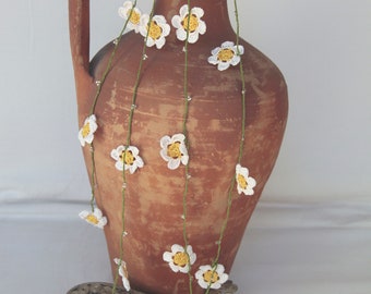 Handmade Crochet Daisy Flower Scarf: Turkish Needle Lace Shawl