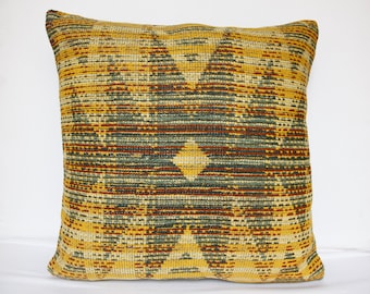 Vintage Kilim Pillow Cover: 24x24 Boho Throw Pillow
